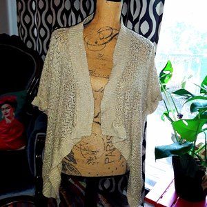 Short sleeve metallic sweater jacket